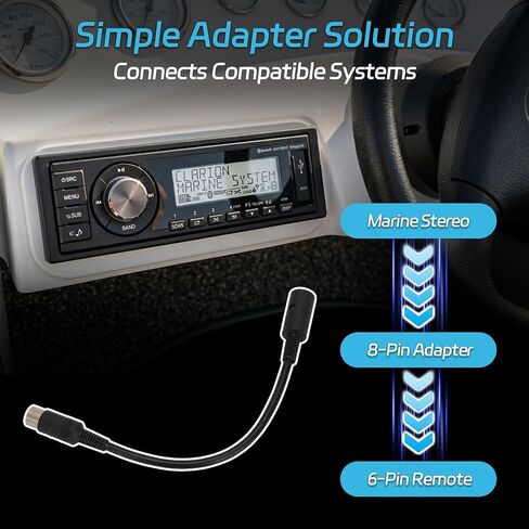 Marine Stereo Remote Adapter Cable, 8-Pin to 6-Pin for Marine Radios in Kuwait