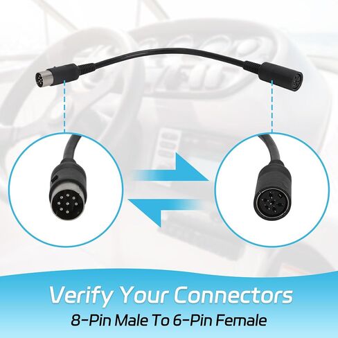 Marine Stereo Remote Adapter Cable, 8-Pin to 6-Pin for Marine Radios in Kuwait
