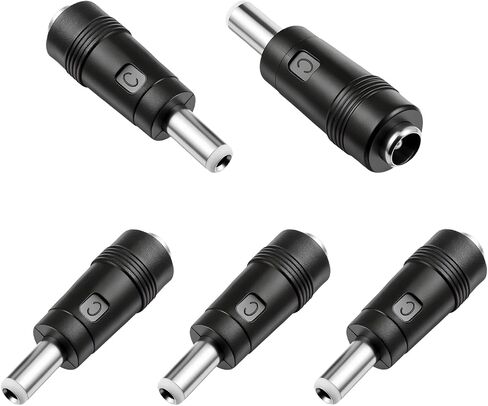 DC Power Adapter, 5 Pcs 5.5 x 2.1 mm Female Jack to 5.5 x 2.5 mm Male Plug Universal DC Adapter Plug DC Power Connector Barrel Connector for Router, Laptop in Saudi Arabia