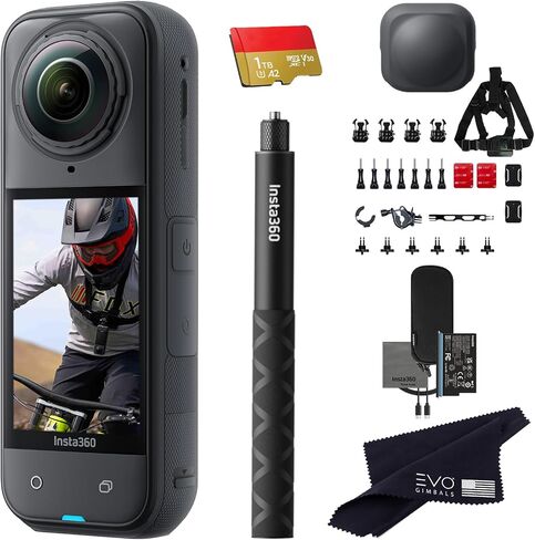 Insta360 X5 Bike Bundle-8K Waterproof 360 Action Camera with 1/1.28" 48MP Sensors, 8K 360 HDR Video, 72MP 360 Photo, 4K Single-Lens |Bundle Includes Bike Bundle, Selfie Stick, Lens Cap (1TB) in Saudi Arabia