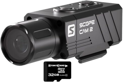 RunCam ScopeCam 2S 35MM Lens Hunting Action Camera Airsoft Waterproof Shockproof Zoom Hunting Camera with Built-in Pica-Tiny Rail Mount for Hunting Airsoft Paintball Tactical Training 32GB SD Card in Kuwait