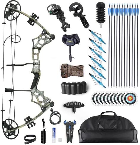Compound Bow and Arrow Set for Adults Archery Shooting Bow Adjustable 30-65lbs Composite Bow Combination 19.5"-30" Draw Length Hunting Equipment in Saudi Arabia