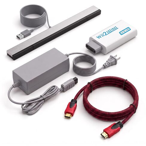 مجموعة ملحقات وي 4 في 1 مع محول HDMI وشريط مستشعر حركة سلكي وسلك طاقة وكابل بطول 10 أقدام، مجموعة كابلات بديلة كاملة متوافقة مع وحدة تحكم نينتندو in Kuwait