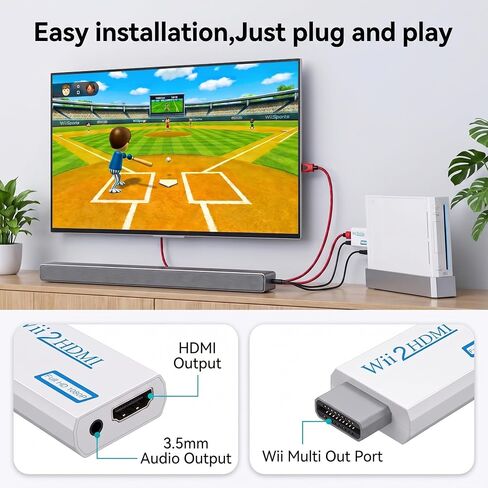 مجموعة ملحقات وي 4 في 1 مع محول HDMI وشريط مستشعر حركة سلكي وسلك طاقة وكابل بطول 10 أقدام، مجموعة كابلات بديلة كاملة متوافقة مع وحدة تحكم نينتندو in Kuwait
