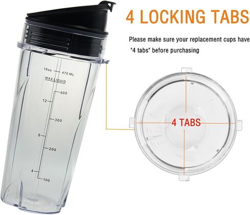 2 Pack 16oz Single Serve Cups &5 Fins Blender Blade Assembly, Replacement Parts for Nutri Ninja Compatible with Nutri Ninja QB3001SS, QB3000, QB3000SS, QB3000SSW, QB3001SS 30, QB3004, QB3005 in Kuwait