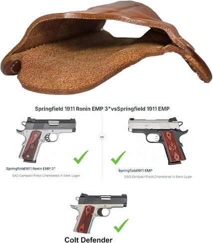 1911 EMP 3 inch Holster - fits Springfield 1911 EMP, Ronin, Colt 1911 Defender Pistols - Leather Springfield Armory 1911 Ronin EMP Holsters - OWB 1911 Holster 3 inch Barrel in Saudi Arabia