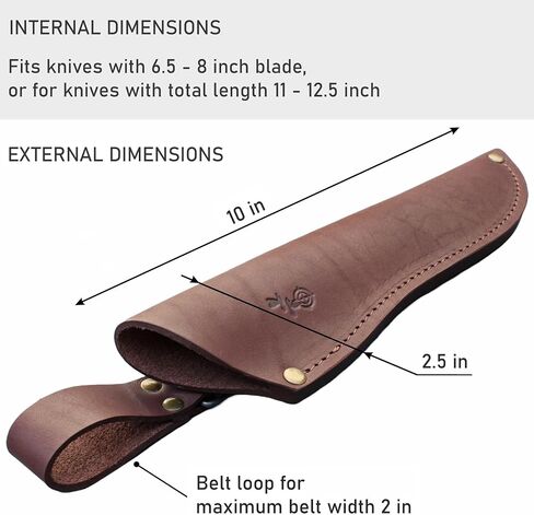 Genuine Leather Belt Knife Sheath for Fixed Blade Knives with 6.5" 7" 8" Inch Blade, Brown Leather Knife Holster Sleeve for Belt, Hunting Camping Bushcraft Knives Sheath V792 in Kuwait