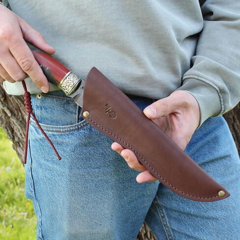 Genuine Leather Belt Knife Sheath for Fixed Blade Knives with 6.5" 7" 8" Inch Blade, Brown Leather Knife Holster Sleeve for Belt, Hunting Camping Bushcraft Knives Sheath V792 in Kuwait