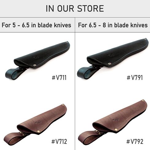 Genuine Leather Belt Knife Sheath for Fixed Blade Knives with 6.5" 7" 8" Inch Blade, Brown Leather Knife Holster Sleeve for Belt, Hunting Camping Bushcraft Knives Sheath V792 in Kuwait