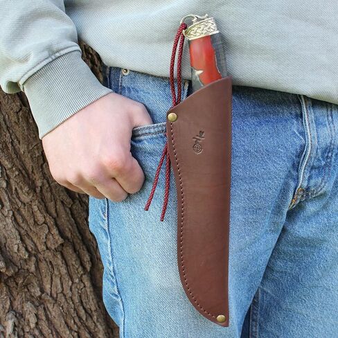 Genuine Leather Belt Knife Sheath for Fixed Blade Knives with 6.5" 7" 8" Inch Blade, Brown Leather Knife Holster Sleeve for Belt, Hunting Camping Bushcraft Knives Sheath V792 in Kuwait