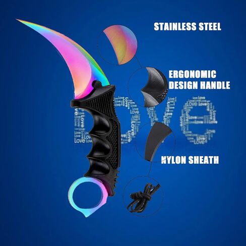سكين TOPOINT Karambit، سكين ذو نصل ثابت من الفولاذ المقاوم للصدأ مع غمد وسكين الحبل CS-GO للصيد والتخييم والبقاء الميداني in Kuwait