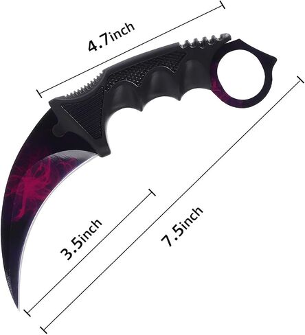 TOPOINT Karambit Knife, Stainless Steel Fixed Blade Knife with Sheath and Cord Knife CS-GO for Hunting Camping and Field Survival (Purplish+Red) in Kuwait