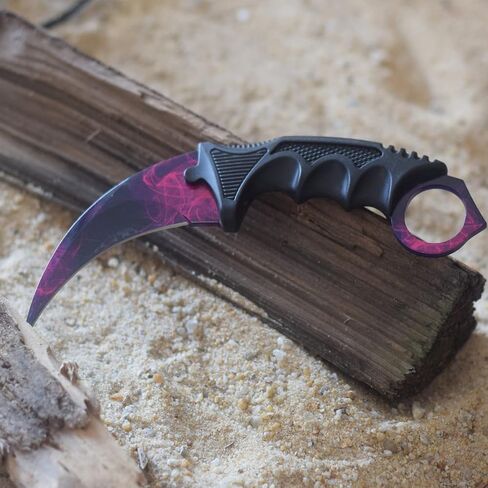 TOPOINT Karambit Knife, Stainless Steel Fixed Blade Knife with Sheath and Cord Knife CS-GO for Hunting Camping and Field Survival (Purplish+Red) in Kuwait