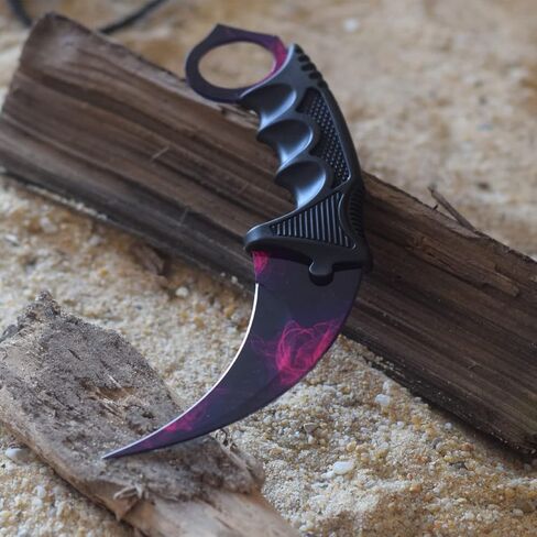 TOPOINT Karambit Knife, Stainless Steel Fixed Blade Knife with Sheath and Cord Knife CS-GO for Hunting Camping and Field Survival (Purplish+Red) in Kuwait