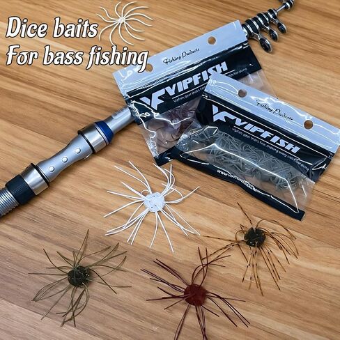 Silicone Soft Dice Fishing Lures with Flowing Tentacles, 10pcs Handmade Slow‑Sink Bass Soft Baits for Drop Shot, Finesse, and Wacky Rig in Kuwait