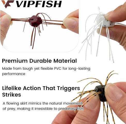 Silicone Soft Dice Fishing Lures with Flowing Tentacles, 10pcs Handmade Slow‑Sink Bass Soft Baits for Drop Shot, Finesse, and Wacky Rig in Kuwait