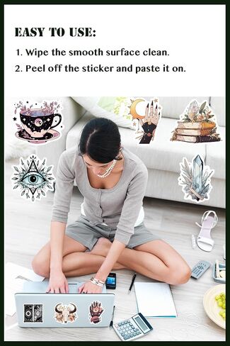 Witchy Stickers for Kindles Water Bottles, 100PCS Waterproof Vinyl Aesthetic Sticker Packs for Adults, Spooky Cute Hippie Celestial Stickers for Laptop Books Scrapbooks Journals in Saudi Arabia