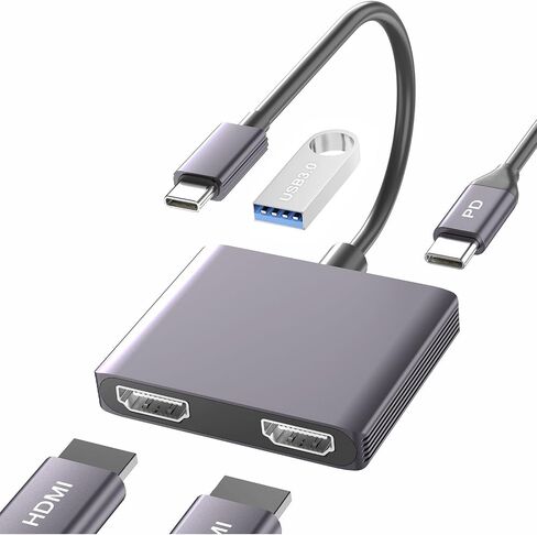 Dual Monitor Adapter - USB C to HDMI Adapter, Docking Station for Laptop, HDMI Splitter for Extended Display in Kuwait