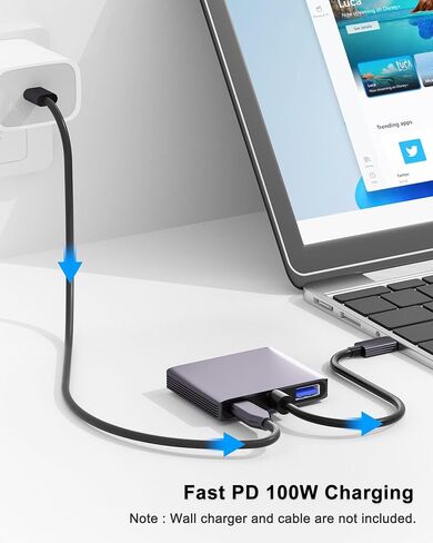 Dual Monitor Adapter - USB C to HDMI Adapter, Docking Station for Laptop, HDMI Splitter for Extended Display in Kuwait