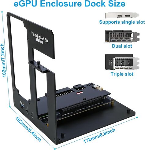 Thunderbolt 3/4 USB4 eGPU Enclosure Dock, External GPU Docking Station for Laptops and Mini PCs, Support NVIDIA AMD Graphics Card and PCIe Cards, PD 85W Charging in Kuwait