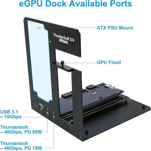 Thunderbolt 3/4 USB4 eGPU Enclosure Dock, External GPU Docking Station for Laptops and Mini PCs, Support NVIDIA AMD Graphics Card and PCIe Cards, PD 85W Charging in Kuwait