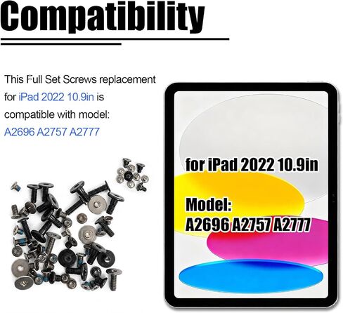 Full Screw Set Replacement for iPad 10 10th Gen 10.9 Inch 2022 - Complete Internal Screws Repair Kit with 3 Professional Screwdrivers - Compatible with Model A2696 A2757 A2777 in Saudi Arabia