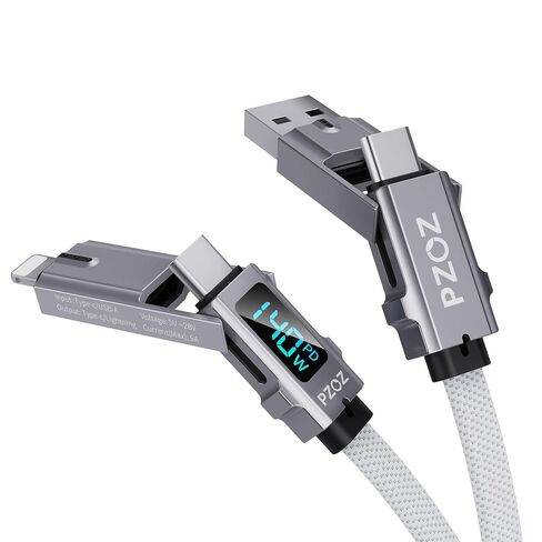 pzoz 4-in-1 Multi Charging Cable with LED Display, 60W PD Fast Charging in Kuwait