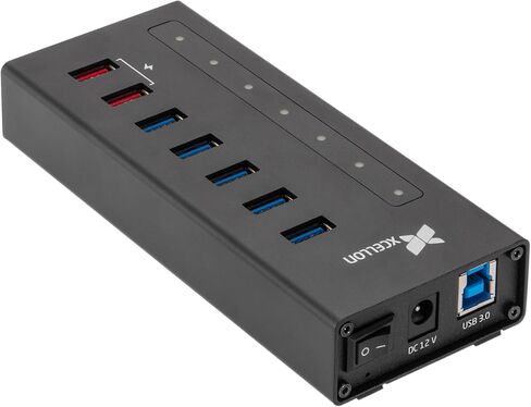 محور ألومنيوم نحيف مزود بـ 7 منافذ USB 3.0 مع منفذين مزدوجين للبيانات/الشحن in Kuwait