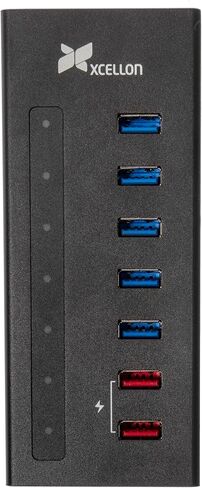 محور ألومنيوم نحيف مزود بـ 7 منافذ USB 3.0 مع منفذين مزدوجين للبيانات/الشحن in Kuwait