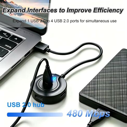 4-Port USB Hub USB Extender Hub, 1 to 4 USB Splitter for Laptop, Multiport Adapter Expander for PC, MacBook, Xbox, Console, Flash Drive, HDD, Keyboard, Mouse, More in Kuwait