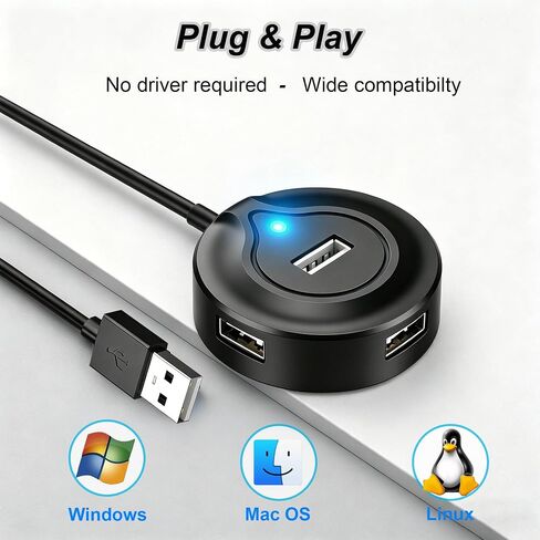 4-Port USB Hub USB Extender Hub, 1 to 4 USB Splitter for Laptop, Multiport Adapter Expander for PC, MacBook, Xbox, Console, Flash Drive, HDD, Keyboard, Mouse, More in Kuwait