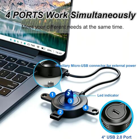 4-Port USB Hub USB Extender Hub, 1 to 4 USB Splitter for Laptop, Multiport Adapter Expander for PC, MacBook, Xbox, Console, Flash Drive, HDD, Keyboard, Mouse, More in Kuwait