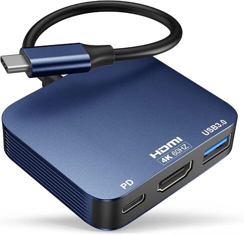 USB C to HDMI Adapter【4K@60HZ】, Vilcome HDMI to USB C Adapter Multiport with USB Type C PD & USB 3.0 Port, Compatible for MacBook Pro/Air, iPad Pro/Air, Dell XPS, iPhone 15 Pro/Max, (Blue) in Kuwait