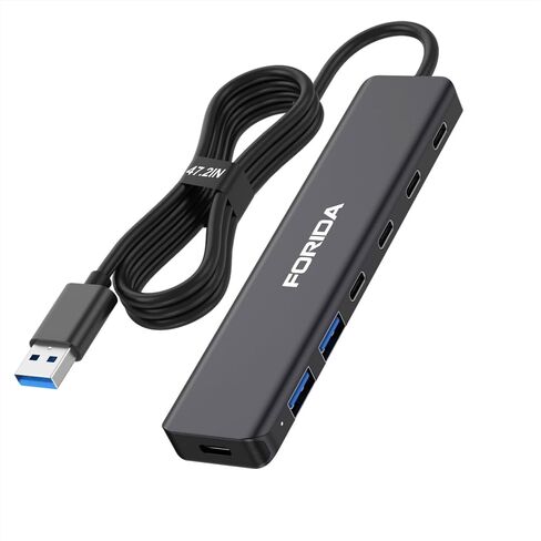 FORIDA Aluminum 7-Port USB Hub, 47.2In Long Cable Multi-Port USB 3.0 Hub in Kuwait