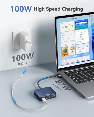USB C to HDMI Adapter【4K@60HZ】, Vilcome HDMI to USB C Adapter Multiport with USB Type C PD & USB 3.0 Port, Compatible for MacBook Pro/Air, iPad Pro/Air, Dell XPS, iPhone 15 Pro/Max, (Blue) in Kuwait