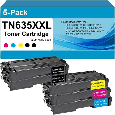 TN635XXL Super High Yield Toner Cartridge,Black,Cyan,Magenta,Yellow,4-Pack in Kuwait