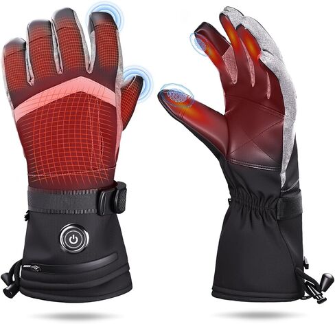 Heated Gloves, Rechargeable Electric Winter Leather Gloves with 3-Heat Settings, Waterproof & Windproof, Hand Warmer for Skiing Hiking Camping, Size XL in Kuwait