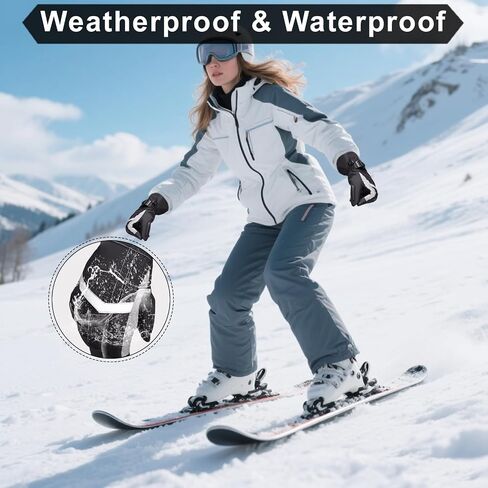 Heated Gloves, Rechargeable Electric Winter Leather Gloves with 3-Heat Settings, Waterproof & Windproof, Hand Warmer for Skiing Hiking Camping, Size XL in Kuwait