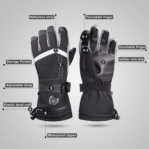 Heated Gloves, Rechargeable Electric Winter Leather Gloves with 3-Heat Settings, Waterproof & Windproof, Hand Warmer for Skiing Hiking Camping, Size XL in Kuwait