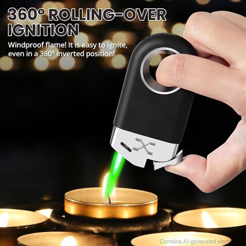 Cool Butane Torch Lighter, Funny Keychain Lighters for Candle BBQ, Refillable&Adjustable EDC Pocket Lighter with Windproof Jet Flame, Unique Gifts for Men Women (Black) in Saudi Arabia