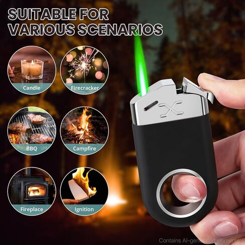 Cool Butane Torch Lighter, Funny Keychain Lighters for Candle BBQ, Refillable&Adjustable EDC Pocket Lighter with Windproof Jet Flame, Unique Gifts for Men Women (Black) in Saudi Arabia
