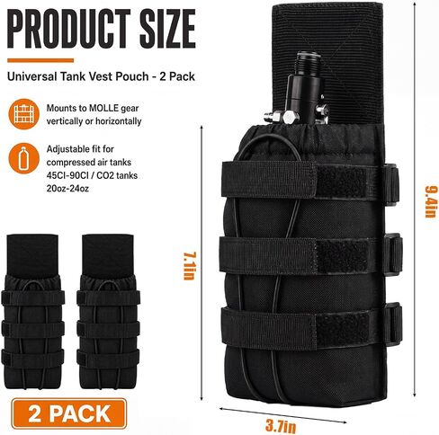 2 Pcs Paintball Tank Vest Pouch Molle Compatible Hpa/co2 Tank in Kuwait