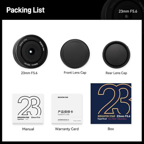 Brightin Star 23mm F5.6 Full Frame Pancake Street Human Photography Manual Focus Mirrorless Camera Lens, Fit for Sony ZV-E10, A7IV, A6400, A7II, A7SIII, A7III, A7C, A6600, A6100, A7RIV, A6000, A7RIII in Kuwait