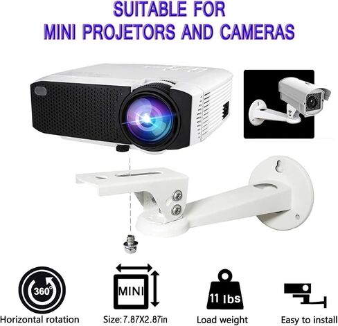 2-Be-Best Mini Projector Wall Mount 360° Rotation 7.8" Length 11 lbs Load Projector Wall Mount White in Kuwait