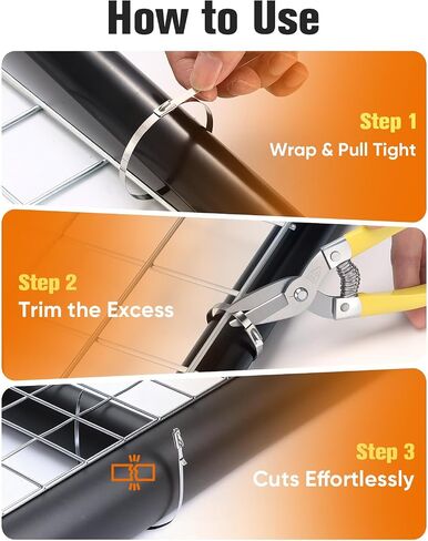 Heavy Duty 304 Stainless Steel Zip Ties Kit, 101PCS 11.8in Heavy Duty Self-Locking Metal Cable Ties with Cutting Scissors, UV Corrosion Resistant for Fence, Exhaust, Farm, Automotive in Kuwait