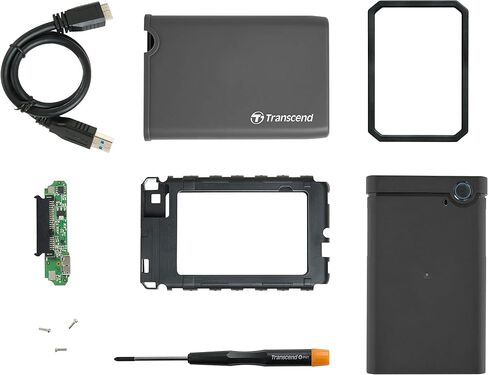 Transcend 2.5" SATA III SSD/HDD Enclosure, Rubber Case, One Touch Backup in Kuwait