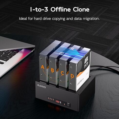 MAIWO Hard Drive Docking Station Cloner for 2.5 3.5 Inch SATA HDD SSD, SATA III Chipset with UASP, 96TB Capacity, 4 Bay External Hard Drive Reader Duplicator Copier in Kuwait