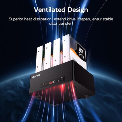 MAIWO Hard Drive Docking Station Cloner for 2.5 3.5 Inch SATA HDD SSD, SATA III Chipset with UASP, 96TB Capacity, 4 Bay External Hard Drive Reader Duplicator Copier in Kuwait