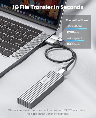 ORICO 10Gbps NVMe SSD Enclosure, M.2 to USB-C Adapter for NVMe M-Key 4TB SSD 2280, Aluminum M2 External SSD Case, Compatible with Thunderbolt 3/4 USB3.2/3.1/3.0/Type - M232-Grey in Saudi Arabia
