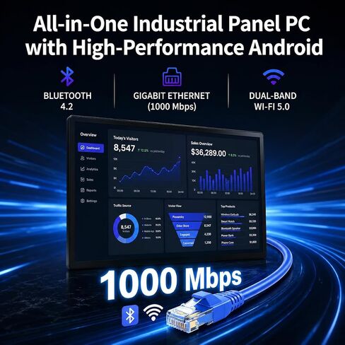 21.5" All in One Computer Android 12, Touchscreen Industrial Panel PC with Wall Mount, RK3399, 4GB Ram 64GB Rom, 1920*1080 IPS, HDMI 2.0, USB3.0*1, USB2.0*3 for Office/Automation/Kiosk/Bar/Warehouse in Saudi Arabia